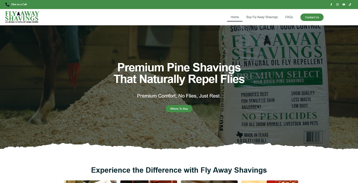 Fly Away Shavings website preview