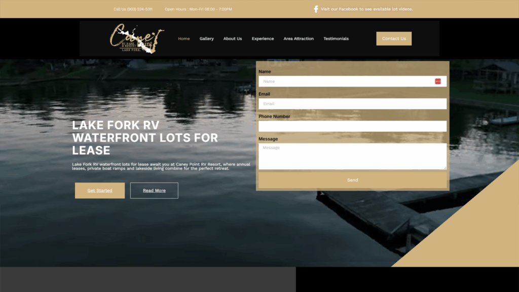 Caney Point RV Resort website preview