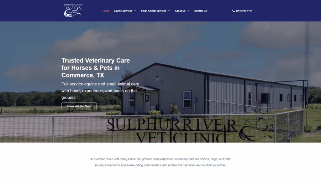 Sulphur River Veterinary Clinic website preview