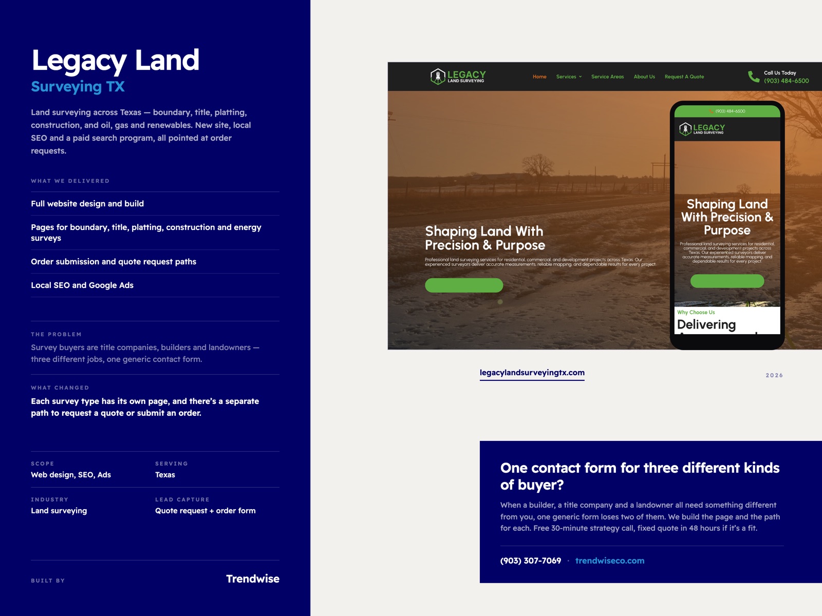 Legacy Land Surveying TX case study by Trendwise