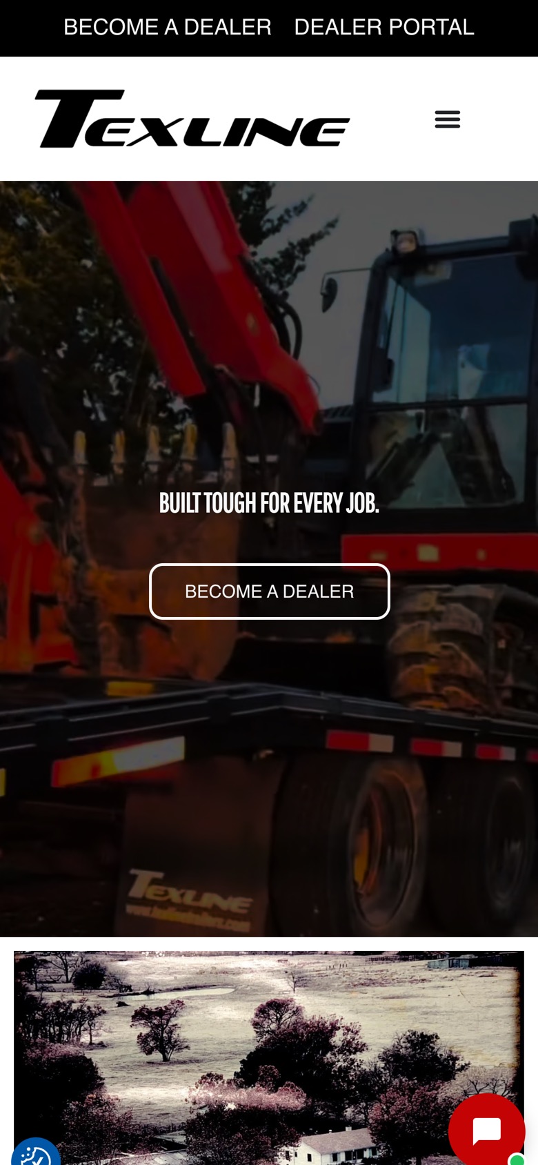 Texline Trailers homepage on a phone